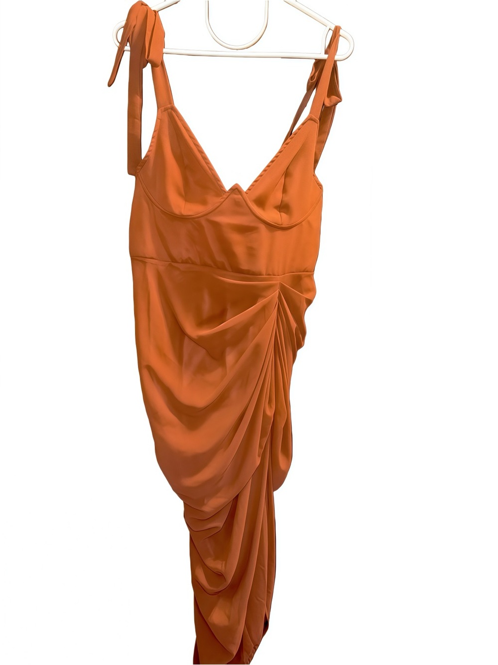 PrettyLittleThing Chocolate Draped Underwire Midi Dress Size 8 NWT